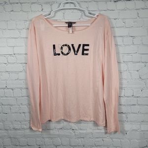 Victoria's Secret Pink Sequin Love Long Sleeve Pajama Top Tee Shirt